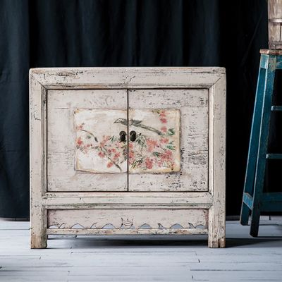 Painted Floral Front Storage Cabinet