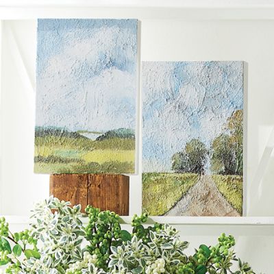 Painted Landscapes Wood Block Wall Art Set of 3