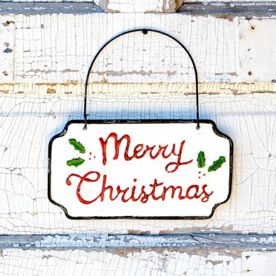 Painted Metal Merry Christmas Sign