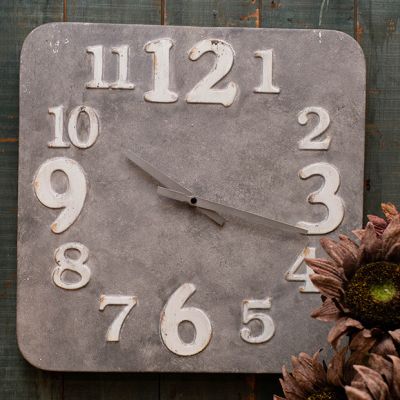 Painted Numbers Square Metal Wall Clock