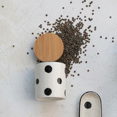 Painted Polka Dot Stoneware Canister