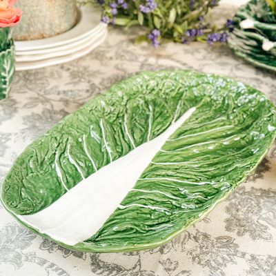 Painted Stoneware Cabbage Leaf Collection Platter