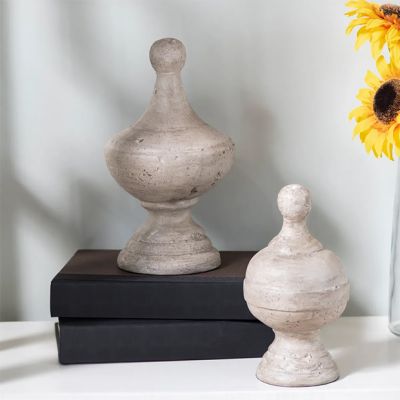Painted White Post Finial Set of 2