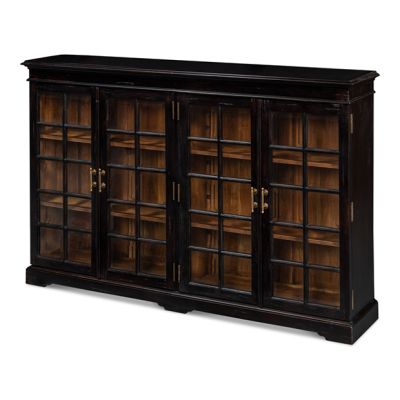 Painted Wood Glass Door Library Case