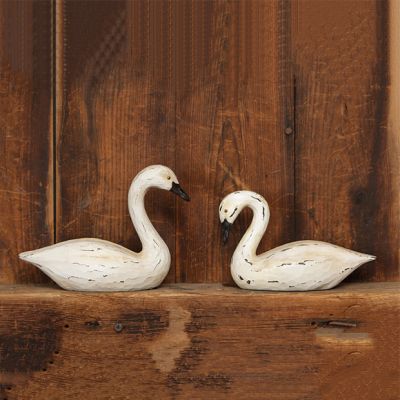 Pair of Distressed Swan Figurines