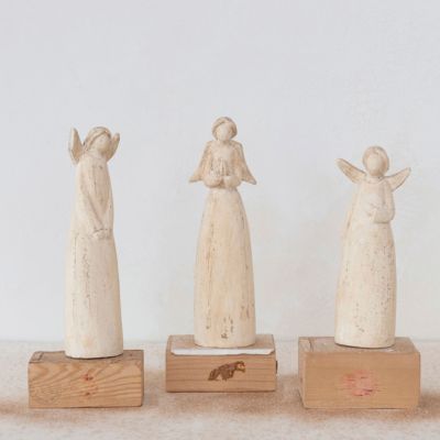 Paper Mache Angel Figurines Set of 3
