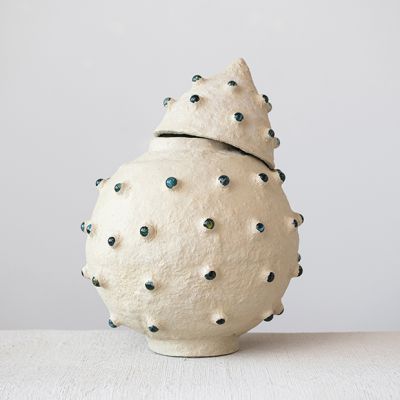 Paper Mache Ball Container With Lid