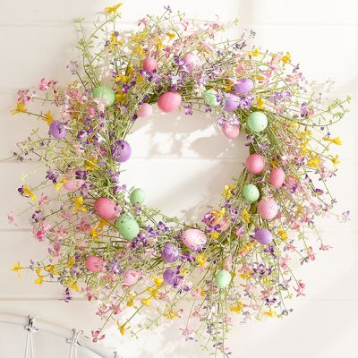 Pastel Eggs With Wildflowers Wreath