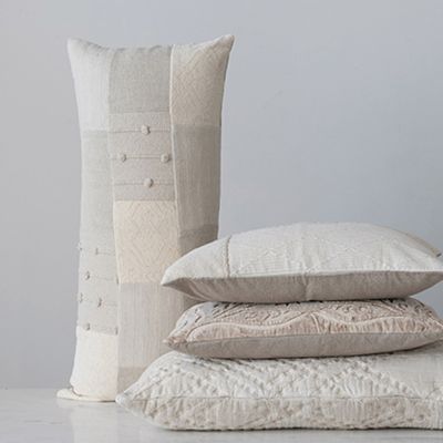 Patchwork Cotton Chambray Lumbar Pillow