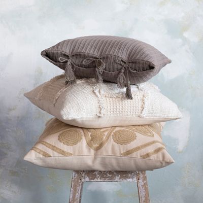 Patchwork Throw Pillow With Fringe