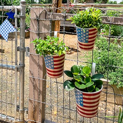 Patriotic Hanging Bucket Planters Set of 3