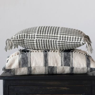 Pattern and Fringe Flannel Accent Pillow