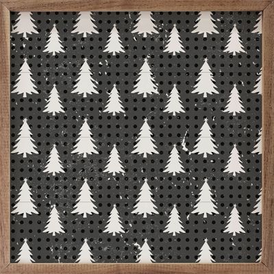 Pattern Christmas Tree Dots Black Wall Art