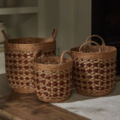 Patterned Seagrass Basket Set of 3