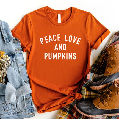 Peace Love and Pumpkins Autumn Tee