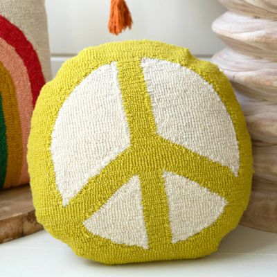Peace Sign Round Accent Pillow
