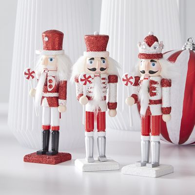 Peppermint Glitter Nutcracker Set of 3