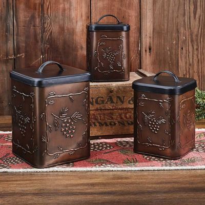 Pine Branch Lidded Canister Set of 3