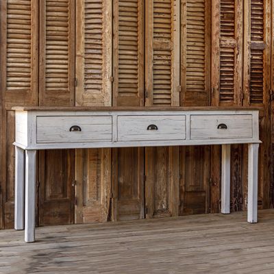 Pine Top 3 Drawer Console Table