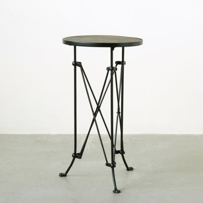 Pine Wood Top Side Table With Intricate Metal Legs