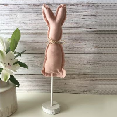 Pink Bunny Spindle Tabletop Decor