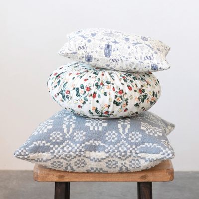 Pleated Floral Pattern Pillow Cushion