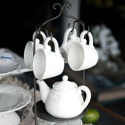 Porcelain Tea and Pastry Dish Set With Stand