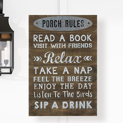 Porch Rules Wood Wall Decor