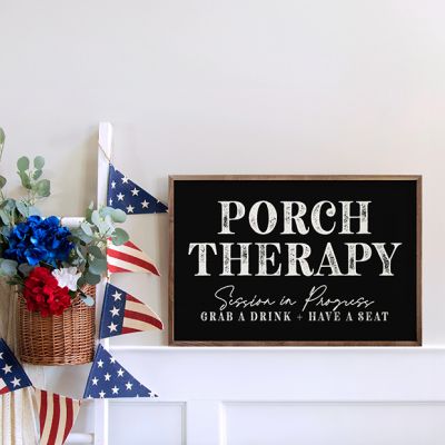 Porch Therapy Session In Progress Black Wall Art