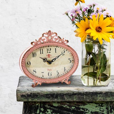 Pretty in Pink Antiqued Table Clock