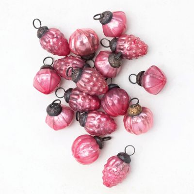 Pretty in Pink Embossed Glass Ornaments Set of 36