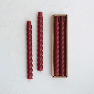Pretty In Pinot Twisted Taper Candles Boxed Set of 2