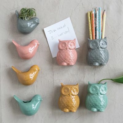 Pretty Pastel Owl Vase Set of 4