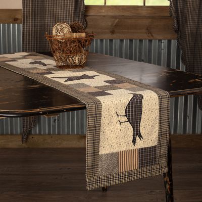 Primitive Patchwork Crow And Star Table Runner 13x72