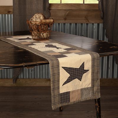 Primitive Patchwork Crow And Star Table Runner 13x48
