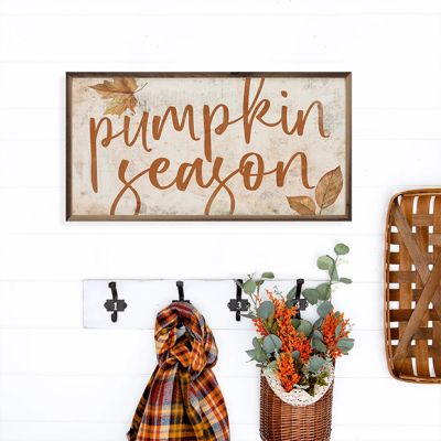 Pumpkin Season Leaves Framed Sign