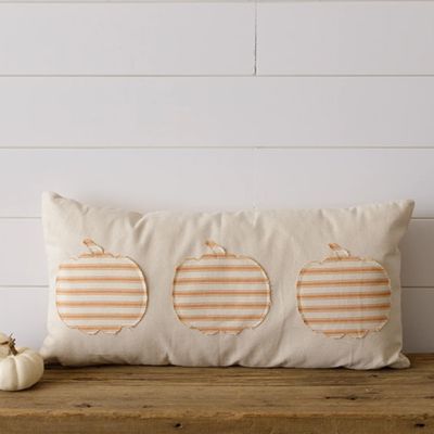Pumpkin Trio Fall Farmhouse Lumbar Pillow
