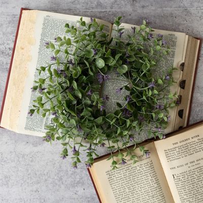 Purple Flowering Boxwood Wreath