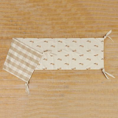 Rabbit and Gingham Check Table Runner