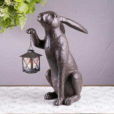 Rabbit With Lantern Garden Figure