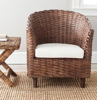 Rattan Barrel Chair With Cushion