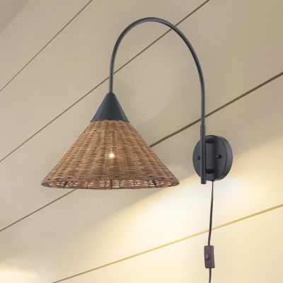 Rattan Shade Wall Sconce