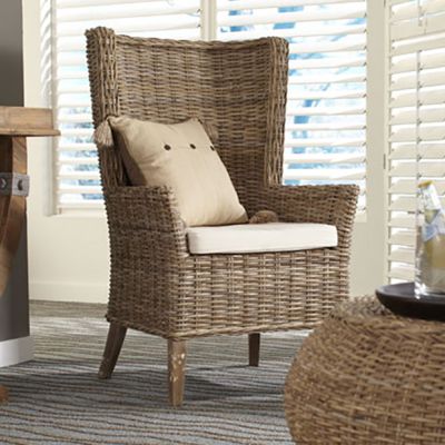 Rattan Wingback Chair With Cushion