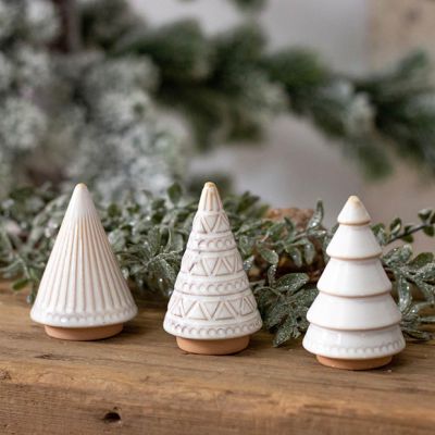 Reactive Glaze Mini Stoneware Christmas Trees Set of 3