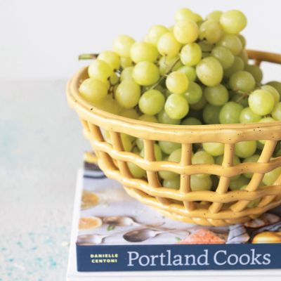 Reactive Glaze Stoneware Basket Bowl