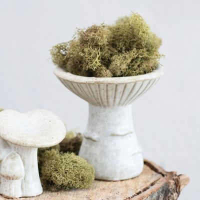 Reactive Glaze Stoneware Mushroom Pedestal Riser Set of 2