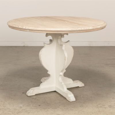 Reclaimed Pine Carved Pedestal Table