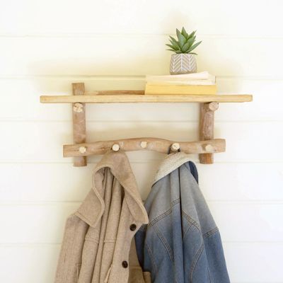 Reclaimed Wood Coat Rack With Shelf