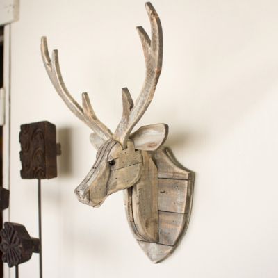 Reclaimed Wood Deer Head Wall Decor
