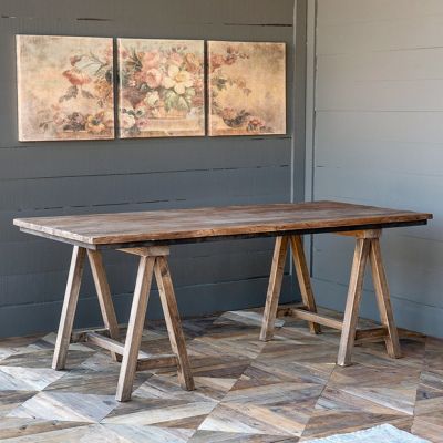 Reclaimed Wood Primitive Sawhorse Table